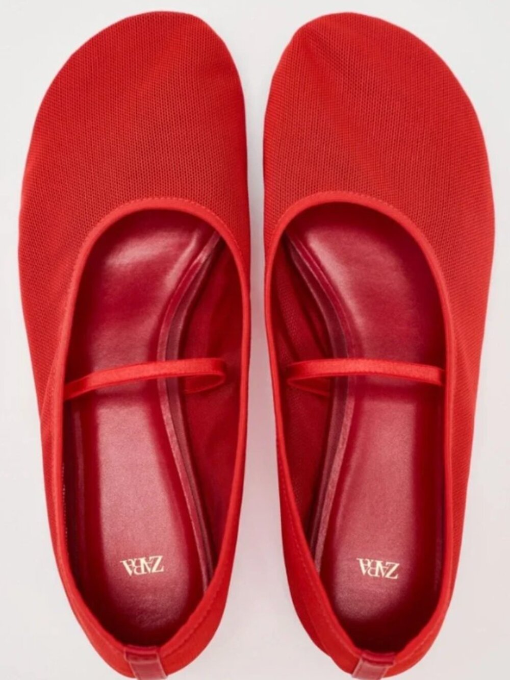 ZARA | Red Mesh Maryjane Ballet Flats with Strap Size 39